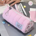 INS Large Capacity Pink Pen Bag Creative Soft Touch Pencil Case Stationery Storage Organizer Creative Students .