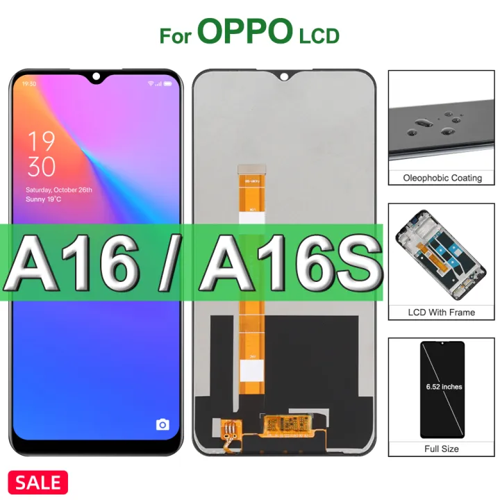 6.52" Display For Oppo A16 A16S LCD Display Touch Screen,For CPH2269 CPH2271 Display Replacement with Frame,For OppoA16 Replace