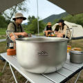 Titanium Camping Pot Travel Tableware Portable 2L Camping Soup Pot Backcountry Dinnerware for Backpacking Picnic Equipment.