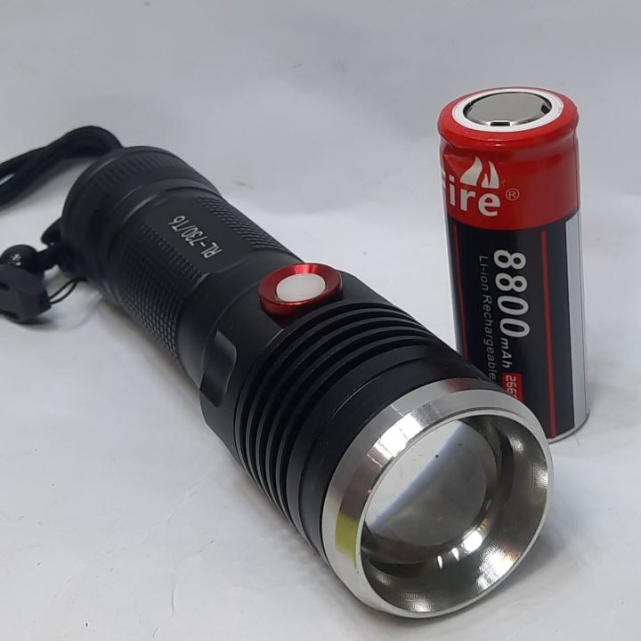 metalic body telescopic zoom flashlight torch 8800mah with battery indicator