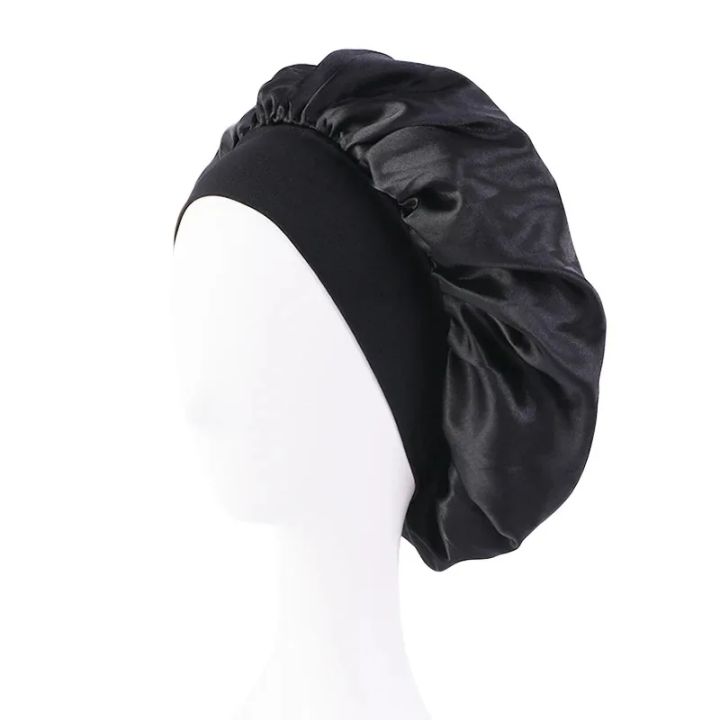 Women%20Satin%20Bonnet%20Hair%20Bonnet%20for%20Sleeping%20Hair%20Care%20Silk%20Bonnets%20Solid%20Wide-brimmed%20Sleeping%20Hat%20with%20Elastic%20Soft%20Band%20-%20Image%202
