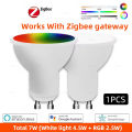Zigbee GU10 LED Bulb Lamps Smart Light 7W RGBCW Dimmable Spotlight Works With Alexa Google Assistant Smartthings 110V 220V lightify. 