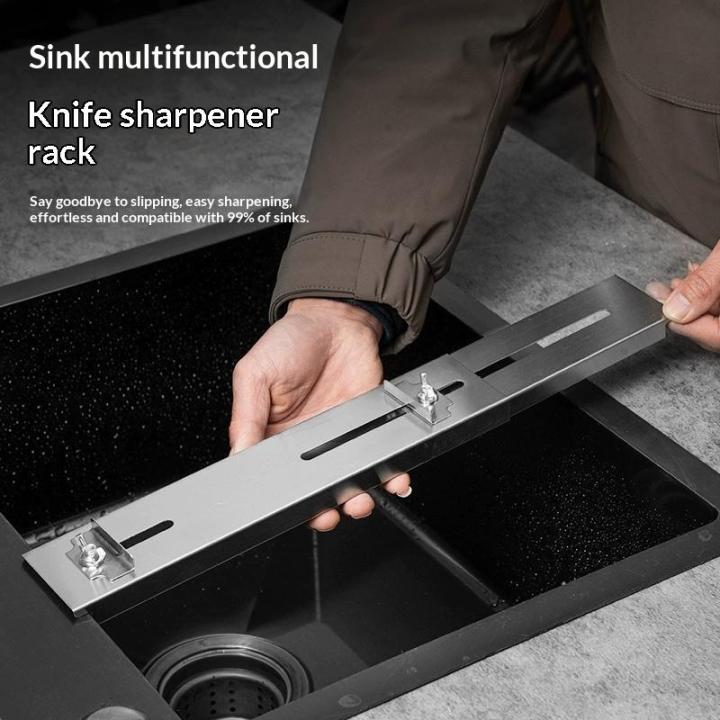 Stainless Sink Sharpening Stone Holder Retractable Whetstone Base Adjustable Sink Whetstone Grinder Rack Outdoor Tableware