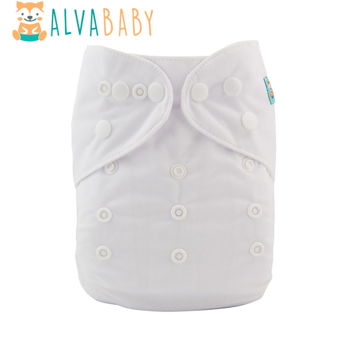 1pc ALVABABY Cloth Diapers Baby Eco-friendly  Solid Color Modern Cloth Nappy for Baby 3-15kg with One Pocket Diaper Shell