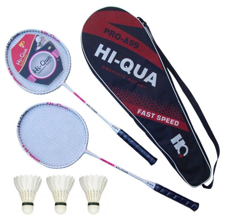 Hi Qua - Pair of two rackets with out joints for any age with free shuttles