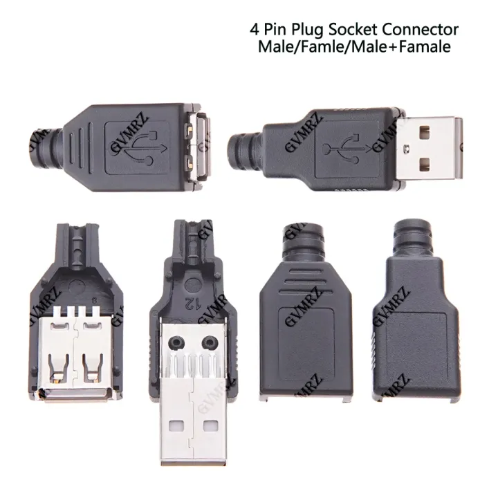 10PCS 4 Pin Plug Socket Connector With Black Plastic Cover Type-A DIY ...
