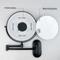 8 Inch Black Wall Mounted Bathroom Mirror 10x Magnifying Makeup Mirror Adjustable Dimming Vanity Cosmetic Mirrors with Light.