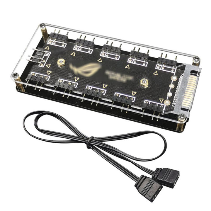 COOLCIRC%20ARGB%20Connector%201%20To%2010%20Port%20Splitter%20Hub%205V%203Pin%20ARGB%20Case%20Fan%20Hub%20with%20Adhesive%20Base%20SATA%20Power%20for%20LED%20Fans%20Lights%20-%20Image%207
