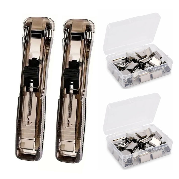 Clip Pusher Stapler and Push Clip Binder Clips，Modern Stapler Push Clamp Office Paper Clip Book Binding Machine Office Supplies