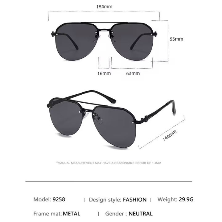1/2/3%20PCS%20New%20Sunglasses%20For%20Men's%20High-end%20Driving%20Uv%20Anti-metal%20Sunglasses%20Frameless%20Double%20Beam%20Pilot%20Car%20Glasses%209258%20-%20Image%206