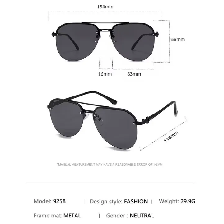 1/2/3%20PCS%20New%20Sunglasses%20For%20Men's%20High-end%20Driving%20Uv%20Anti-metal%20Sunglasses%20Frameless%20Double%20Beam%20Pilot%20Car%20Glasses%209258%20-%20Image%206