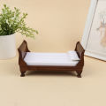 1/12 Dollhouse Wooden/Iron Mini Single/Double Bed Home Bedroom Furniture Toy Living Room Furniture Model Handmade Toy. 