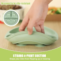Food grade silicone split plate with strong suction for baby complementary food tableware. 