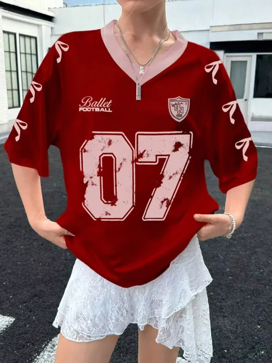 New%20Women's%20No.7%20Letters%20Printed%20V-Neck%20Short%20Sleeve%20Summer%20Soccer%20Jersey%20Loose%20Casual%20Sports%20Women's%20T-Shirt%20Short%20Sleeve%20-%20Image%203