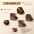GECOMO 6 PCS Nut Powder Puff Set Sponge Dry and Wet Dual-Use Leather Surface Flocking Makeup Puff Soft Skin-friendly Air Cushion.