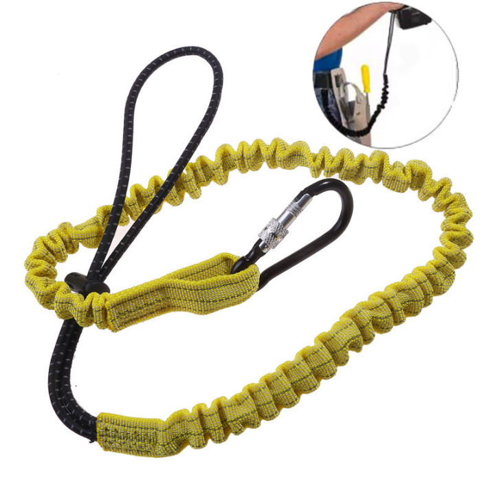 Safety Bungee Tether Tool Lanyard With Carabiner Hook Climbing Working Anti-Falling Safety Rope Aerial Work Climbing Accessories