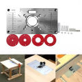Router Table Insert Plate Woodworking Benches Aluminium Wood Router Trimmer Models Engraving Machine with 4 Rings Tools.
