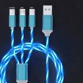 3 in 1 Glowing LED Light 3A Fast Charging Micro USB Type C Cable For iPhone Samsung Xiaomi Redmi Phone Charger USB Cable. 