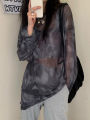 T-shirt Women Tie Dye Long Sleeve Ladies Spring Loose High Street Stylish Thin Leisure Minimalist Harajuku Ins Comfortable Chic.