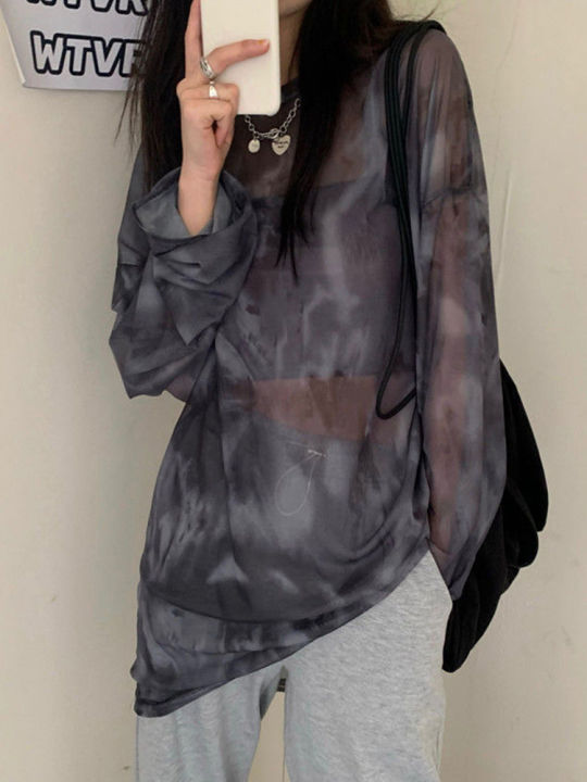 T-shirt%20Women%20Tie%20Dye%20Long%20Sleeve%20Ladies%20Spring%20Loose%20High%20Street%20Stylish%20Thin%20Leisure%20Minimalist%20Harajuku%20Ins%20Comfortable%20Chic%20-%20Image%203