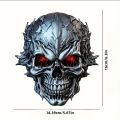 Halloween 3D Metal Skull Decal withRed Glowing Eyes Durable PVC Sticker for Cars Motorcycles Bicycles Self-Adhesive Vinyl Decal. 