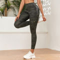 CHRLEISURE Digital Print  Work Yoga Pants Seamless Sports Legging with Pocket Gym Fitness Tight Elastic Slim Workwear. 
