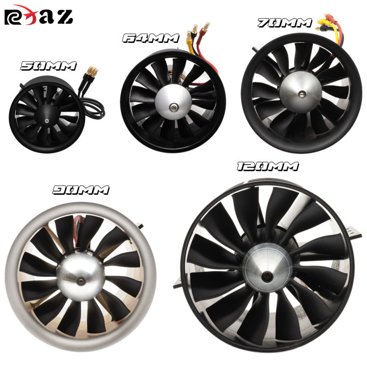 RC 50/64/70/90/120mm EDF Ducted Fan with Brushless Motor,12 Blades High ...
