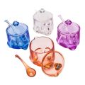 Plastic Novel Jam Jar Elephant Sugar pot with chammach Diamond Style Sugar Pot with chamach Super Clear Crystal Material Sugar Bowl with Spoon and Lid and Lid 300ml blue brown Green Purple cheeni shukar dan kitchen Pot. 