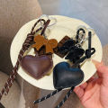 PU Leather Love Heart Bow Keychain Handmade Woven Rope Keyring Y2k Bag Chocolate Pendant Sports Hanging Accessories.