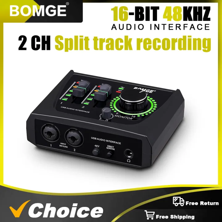 Bomge BOMGE mini 2 Channel USB Audio Interface sound card Recording Streaming ...