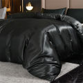 3pcs Satin Duvet Cover Set Bedding Sets Queen Black  Series Luxury Rich Silk Silky Soft Solid   Sexy Honeymoon Wrinkle Free. 