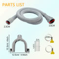 1pc Washing Machine And Dishwasher Drain Pipe Kit, Including Flexible Corrugated Pipe, Extension Adapter And Hose Clamp. 
