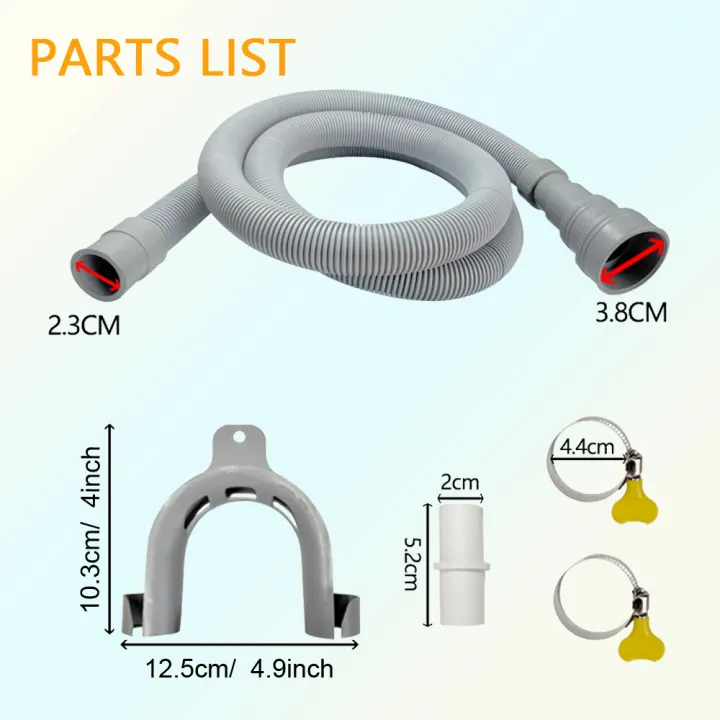 1pc%20Washing%20Machine%20And%20Dishwasher%20Drain%20Pipe%20Kit,%20Including%20Flexible%20Corrugated%20Pipe,%20Extension%20Adapter%20And%20Hose%20Clamp%20-%20Image%203