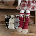 2026 Girls American Preppy Style Knitted Leg Warmers Striped Kids Leg Warmers with Bow Decor Autumn Winter Warm Leggings. 