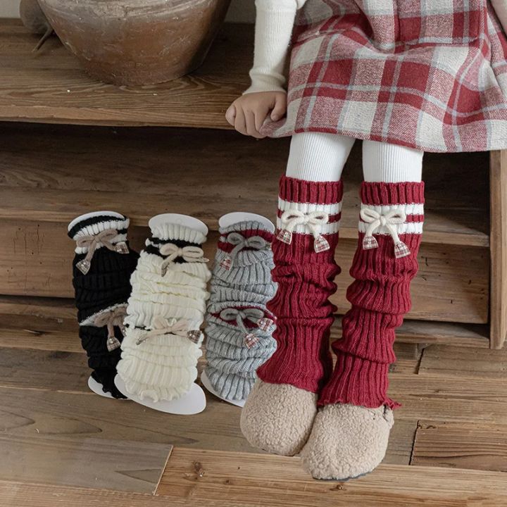 2026%20Girls%20American%20Preppy%20Style%20Knitted%20Leg%20Warmers%20Striped%20Kids%20Leg%20Warmers%20with%20Bow%20Decor%20Autumn%20Winter%20Warm%20Leggings%20-%20Image%203