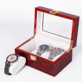 WellZone 2/3 Slots  Promotion Red Wooden/PU Watch Box  With Pillow Leather Wristwatch Display Case Organizer For Holiday . 