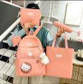 Korean Style 4 Piece Backpack Set for School Girls Washable Fabric 18x14 Inch. 