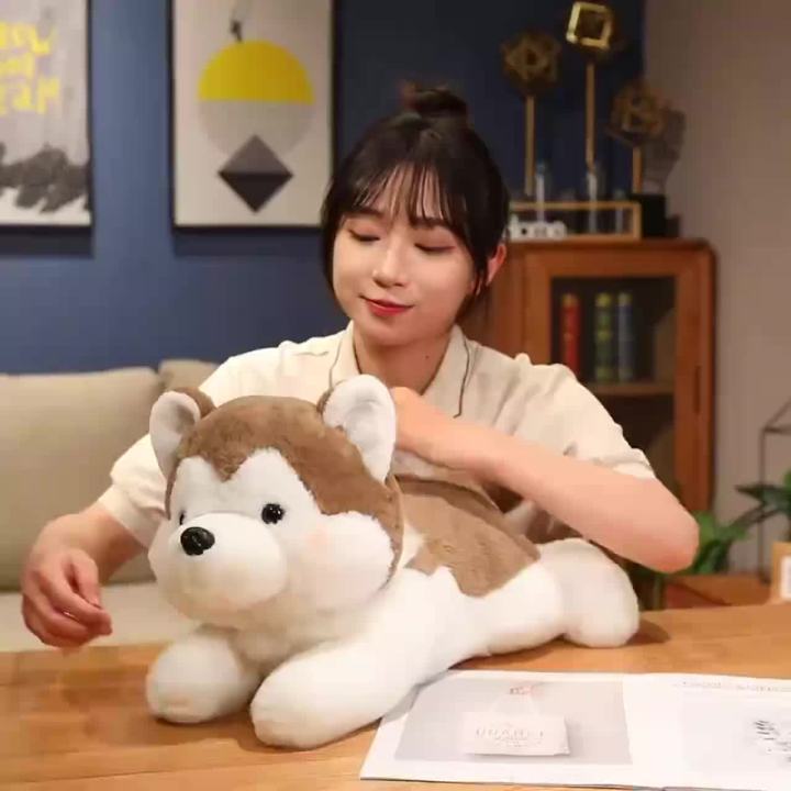 30/40CM Cute Husky Dog Plush Toy Stuffed Animal Soft Kawaii Lying Brown Pet Puppy Pillow Doll Toys for Xmas 