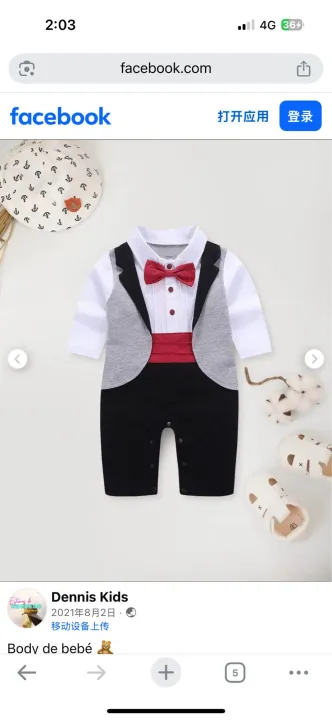 Boy%20baby%20red%20bow%20tie%20romper%20party%20dress%20-%20Image%202