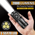 High Strong Power LED Flashlight Built-in Battery Rechargeable with Pen Clip  Outdoor Camping Emergency Lantern. 