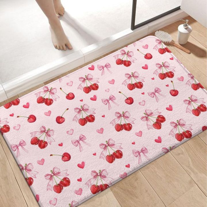 Strawberry%20Pattern%20Pink%20Door%20Mat%20Cute%20Floral%20Bowknot%20Entrance%20Rug%20Girly%20Home%20Decor%20Soft%20Non-Slip%20Welcome%20Carpet%20for%20Living%20Room%20-%20Image%207