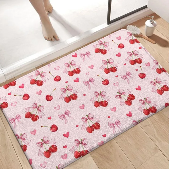 Strawberry%20Pattern%20Pink%20Door%20Mat%20Cute%20Floral%20Bowknot%20Entrance%20Rug%20Girly%20Home%20Decor%20Soft%20Non-Slip%20Welcome%20Carpet%20for%20Living%20Room%20-%20Image%207