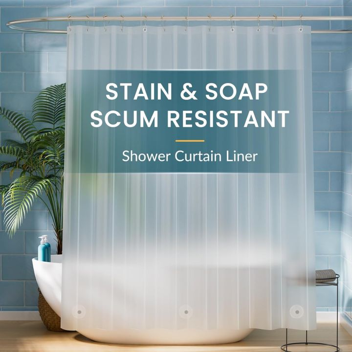 Clear Shower Curtain PEVA Transparent Bathroom Liner Waterproof 180x200CM Bath Curtains Bathroom Mould Proof Curtains with Hooks