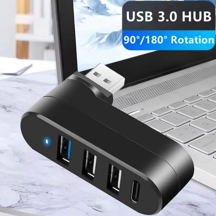 Usb Rotating Adapter Robotics 180° Rotatable 4 Port Multi 2.0 USB HUB Type C USB Hub High Speed ...
