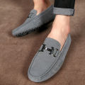 Classic Mens Loafers Male Summer Soft Shoes Fashion Men's Casual Leather Shoe Suede Casual Flats Breathable Hand-stitching Shoes.