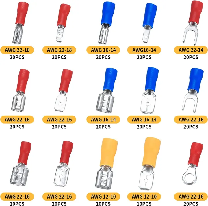 280%20Pcs%20Electrical%20Cable%20Connectors%20Assorted,%20Insulated%20Wire%20Cable%20Crimp%20U-Type%20Fork%20Spade%20Butt%20Ring%20Connector%20Assortment%20Kit%20-%20Image%202