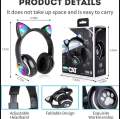 STN-28 Cat Wireless Headphones Bluetooth Over-Ear Headset with Cute Cat Ears. 