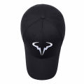 Stylish Black Baseball Cap with Unique White Bull - horn - like Logo, Ideal for Everyday Wear and Outdoor Activities. 