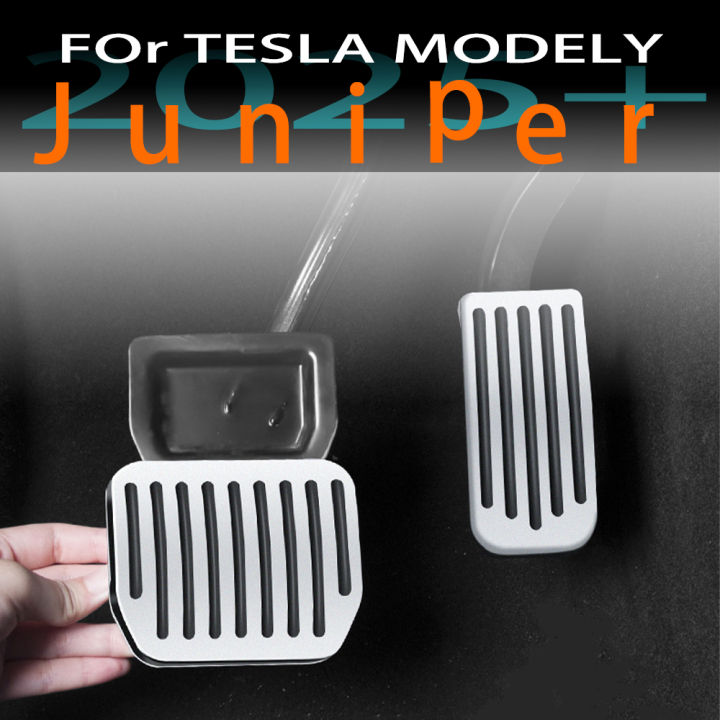 For New Tesla Model Y Launch 2025+ Juniper 2025 Foot Pedals Cover Accesories Non-Slip PC Alloy + ABS Accelerator Gas Fuel Brake