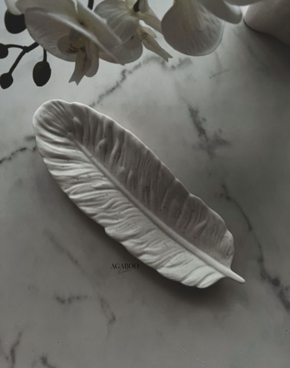 Jesmonite Big Feather Trinket Tray, Customized
